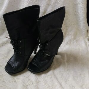 MICHAEL Michael Kors Black Peep-Toe Heeled Boots